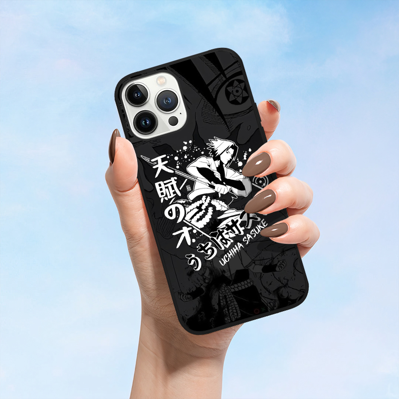 Ninja Uchiha Sasuke Black and White LED Phone Case - Image 2