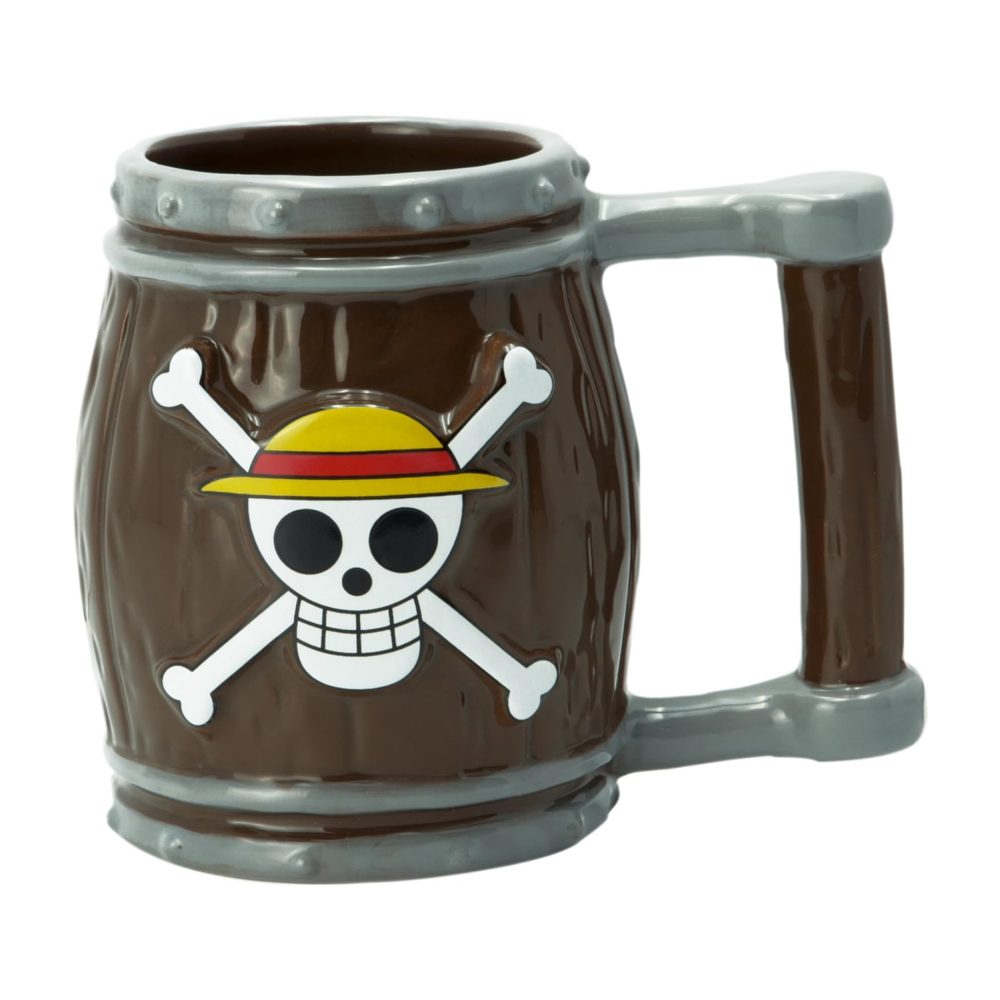 OP Anime Straw Hat Jolly Roger Barrel Ceramic Coffee Tea 3D Mug