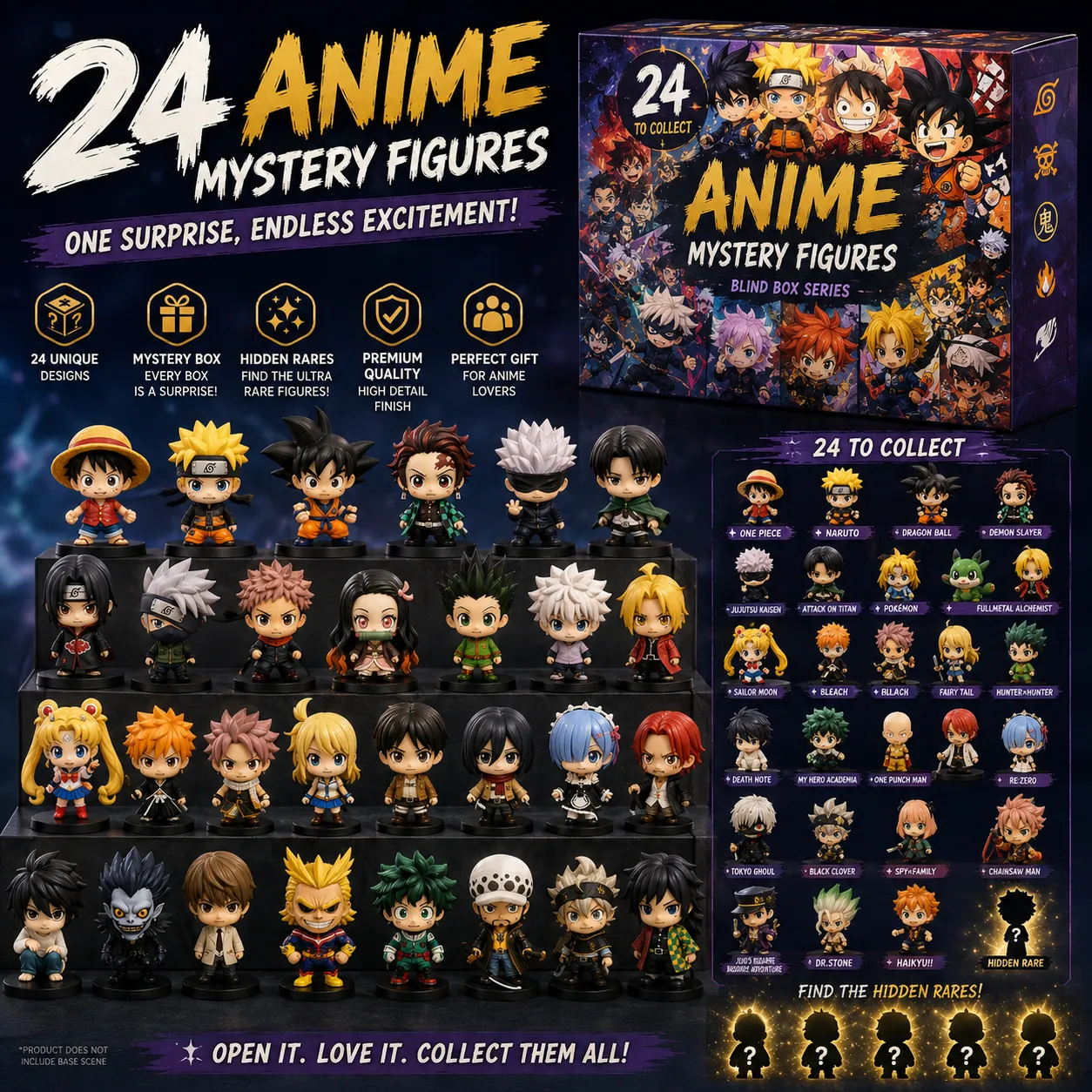 24 Anime Mystery Figures Blind Box Advent Calendar